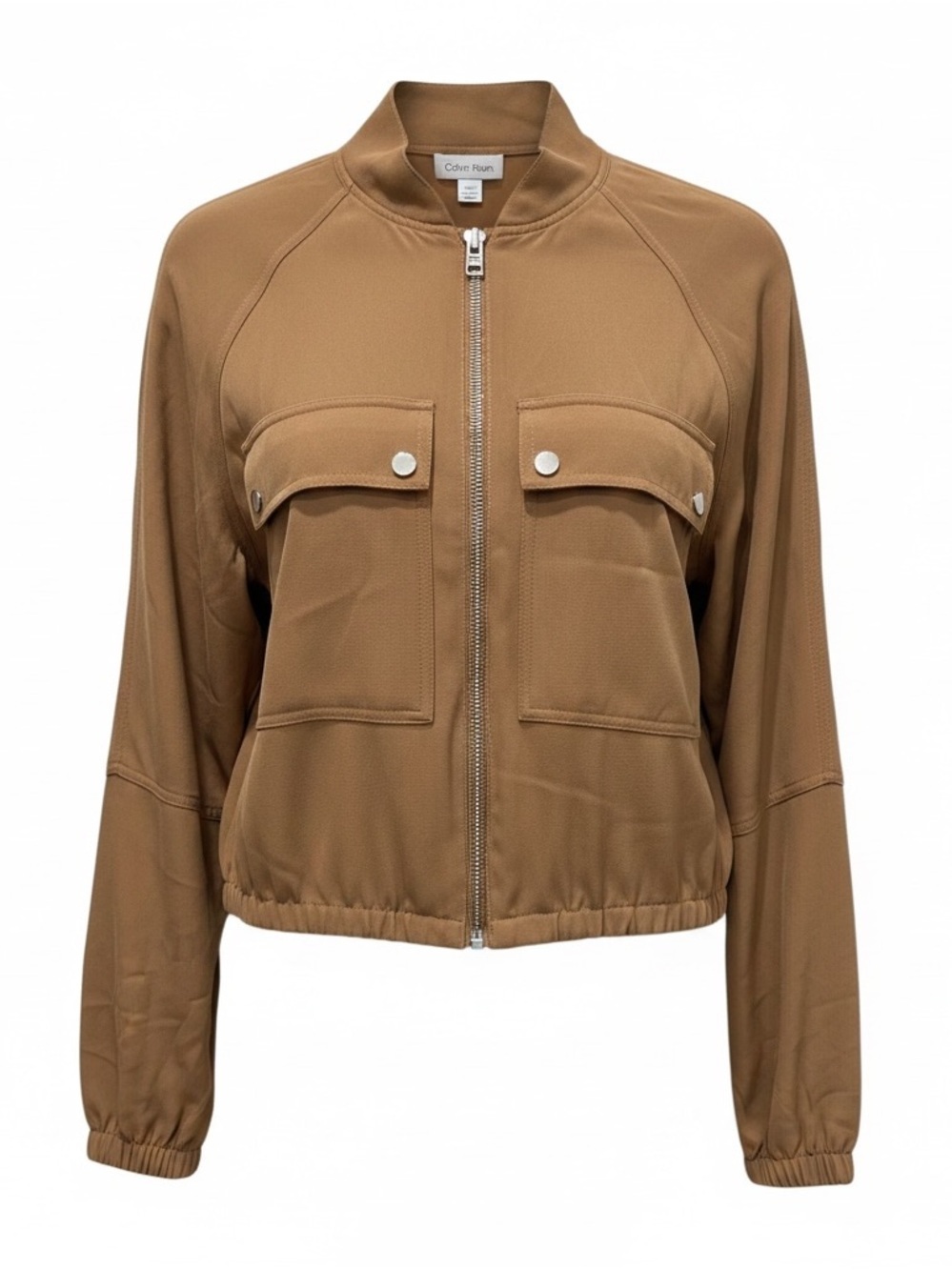 NWT Calvin Klein Camel Utility Zip Front Jacket Size 14